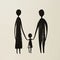 Simplistic black silhouette of a family holding hands. Generative Ai