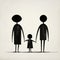 Simplistic black silhouette of a family holding hands. Generative Ai