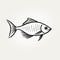 Simplistic Black And White Fish Illustration On White Background