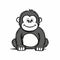 Simplistic Black And White Primate Drawing In Jeff Kinney Style