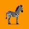 Simplistic Black And White Zebra Illustration On Vibrant Orange Background