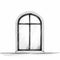 Simplistic Cartoon Arched Window Sketch With Religious Symbolism