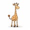 Simplistic Cartoon Giraffe On White Background - Earthy Colors, Caricature-like Illustrations
