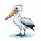 Simplistic Cartoon Pelican Illustration In Light White And Gray