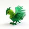 Simplistic Green Paper Toy Bird For Little Children To Play With