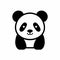 Simplistic Monochrome Panda Bear Icon Png - Kawaii Manga Style