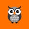 Simplistic Vector Art: Adorable Owl On Orange Background