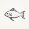 Simplistic Vector Art: Black And White Fish In Golden Age Illustration Style