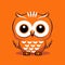Simplistic Vector Art: A Cute Cartoon Owl On An Orange Background