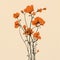 Simplistic Vector Art: Orange Flowers On Beige Background