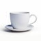 Simplistic White Cup On Saucer - Realistic 3d Rendering