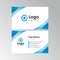 Simplw blue wavy business card template vector