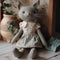 Simply grey cat cloth handmade toy