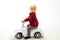 Simply just twist and go. Boy child on riding toy. Little child ride on toy car. Little baby enjoy playing in