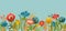 Simply spring garden flowers on Blue Background. Vector Illustration of nature flower spring and summer in garden