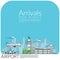 Simply vector illustration of airplane landing for arrival