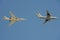 Simulated mid-air refueling aircraft Il-78 and Tu-160 during a rehearsal of the parade dedicated to the 72nd anniversary of the Vi