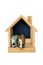 Simulation wooden house and Squirrel doll Used for decorating