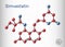 Simvastatin, molecule. It is belongs to the statin class, lipid-lowering drug. Sheet of paper in a cage