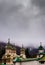 Sinaia orthodox church outside the monastery walls. Dramatic clouds seen above