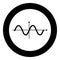 Sinewave icon black color in circle