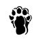 Sing. The footprint of an animal. Flat black and white icon.Vector graphics for design button.Otter trail