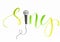 `Sing` hand lettering green word with a microphone doodle