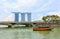Singapore-05 MAY 2018:Singapore landmark building Marina Bay Sands and river landscape