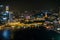 Singapore - 10 June 2018: Night top view of Singapore City, wide angel of The National Symbol Of Singapore