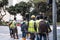 Singapore-13 MAR 2020:Street workers group waiting for cross city road