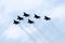 Singapore - 2018-08-04: Singapore airforce fighter jets fly pass over Marina Bay. Singapore National Day Parade NDP rehearsals