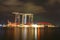 SINGAPORE - APRIL 10,2016:Nightscape Skyline for bay sand at Sin