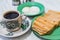 Singapore Breakfast Kaya Toast, Coffee bread and Half-boiled egg