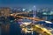 Singapore business district skyline in night at Marina Bay, Sing