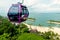 Singapore cable car in Sentosa island with aerial view.