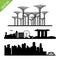 Singapore city landmark silhouettes vector