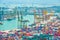 Singapore commercial port aerial view