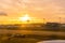 SINGAPORE - December 22, 2019: Sunset or sunrise on Changi International Airport. Singapore