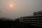 Singapore evening sun clouded by haze pollution