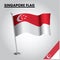 SINGAPORE flag National flag of SINGAPORE on a pole