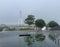 Singapore flyer in rain