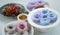 Singapore food `Chwee Kueh` Steamed water rice cake with preserved turnip
