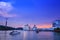 Singapore Harbourfront Centre at night blue sky and colorful lighting with reflection