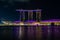 SINGAPORE - January 31, 2020: Iconic Marina Bay Sands with neon light at night