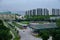 Singapore Jul2021 Panoramic view of old temporary bus interchange parking lot in Yishun Central, with residential blocks and