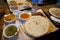 SINGAPORE - JULY 23rd, 2016: Indian dish curry lunch set at Lau Pa Sat Festival Market