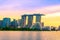 SINGAPORE - JULY 9, 2016 : Singapore Skyline and view of skyscrapers on Marina Bay