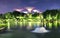 Singapore, Marina bay at night - Super tree with fountain in garden