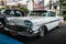 Singapore - May 25, 2019: Old vintage Chevrolet white parked on the street. Left front side