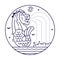 Singapore Merlion Circle Icon in Line Art